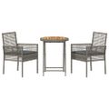 vidaXL Záhradný bistro set 3 ks Sivá polyratan