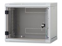 19" jednodílný nástěnný rozvaděč s odnímatelnými bočnicemi 18U/400mm celoskleněné dveře, světle šedý RAL7035