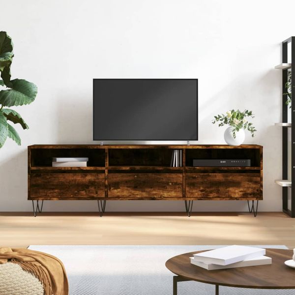 vidaXL TV skrinka dymový dub 150x30x44,5 cm kompozitné drevo