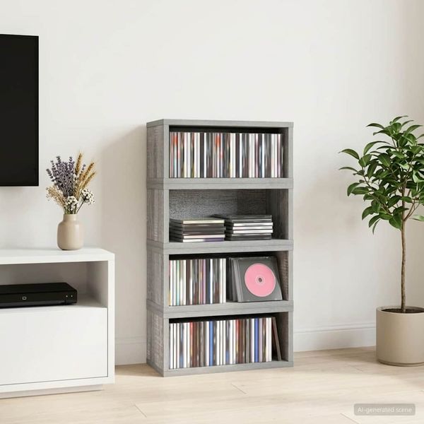 vidaXL Roh na skladovanie CD 4 ks Sivý Sonoma 40 x 17 x 17 cm