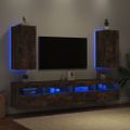 vidaXL TV nástenné skrinky s LED svetlami 2 ks dymový dub 30,5x35x70cm