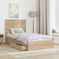 vidaXL Úložná posteľ Sonoma dub 100 x 200 cm Kompozitné drevo