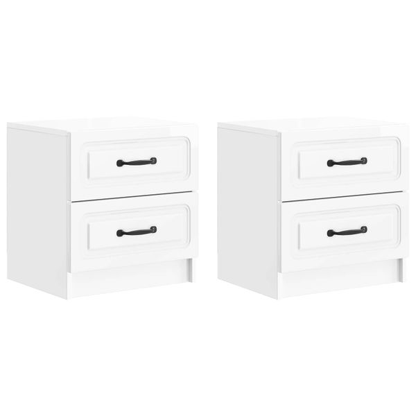 vidaXL Nočný stolík 2 pcs Biela s vysokým leskom 43 x 34,5 x 44,5 cm