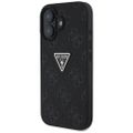 Guess Hardcase PU Grained Hot Stamp 4G Triangle Metal Puzdro pre iPhone 16 6,1" Čierna