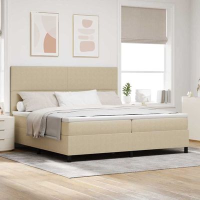vidaXL LED box s pružinami Svetlo šedá a biela 200 x 200 cm