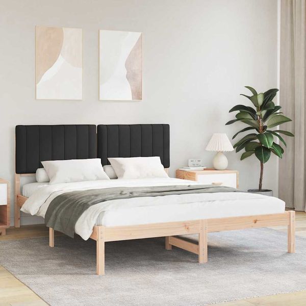 vidaXL Rám postele s čalúneným čelom Čierny 150 x 200 cm