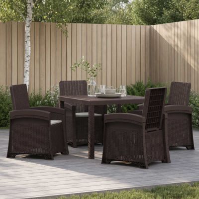 vidaXL Záhradný jedálenský set 5 ks Hnedá a svetlosivá PP