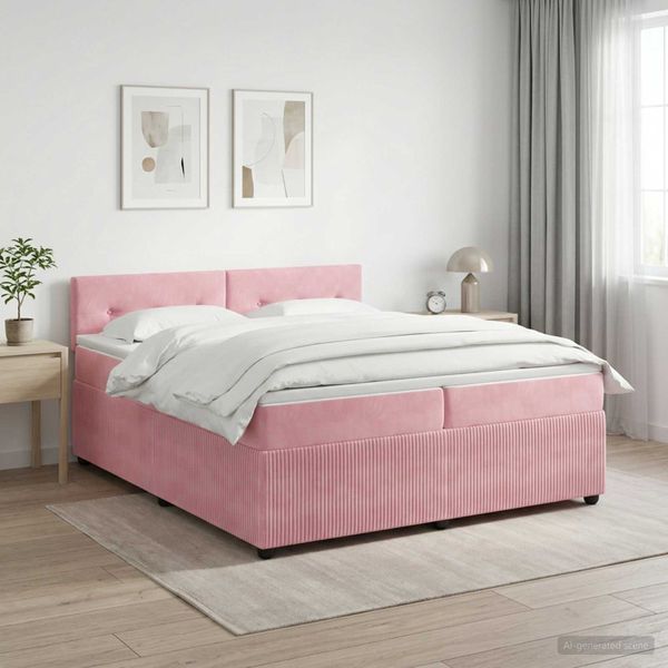 vidaXL Posteľ boxspring s matracom Ružová 200 x 200 cm Zamat