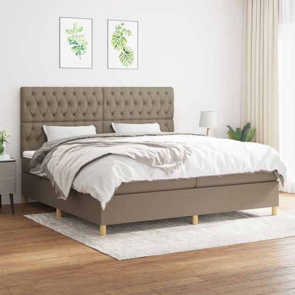 vidaXL Boxspring posteľ s matracom sivohnedý 200x200 cm látka
