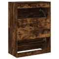 vidaXL Botník s 2 výklopnými zásuvkami dymový dub 80x42x108 cm