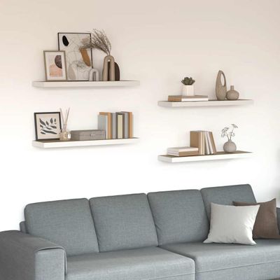 vidaXL Plávajúce nástenné police 4ks dubové a biele 80x23,5x3,8 cm MDF