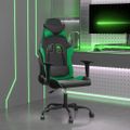 vidaXL Masážna herná stolička čierna a zelená umelá koža