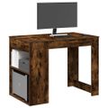 vidaXL Stolík so zásuvkou a policou tmavý dub 102x62x77,5 cm