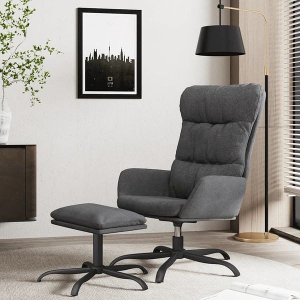 vidaXL Relaxačné kreslo s podnožkou tmavosivé látka
