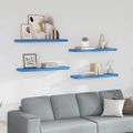 vidaXL Plávajúce nástenné police 4 ks modré 90x23,5x3,8 cm MDF