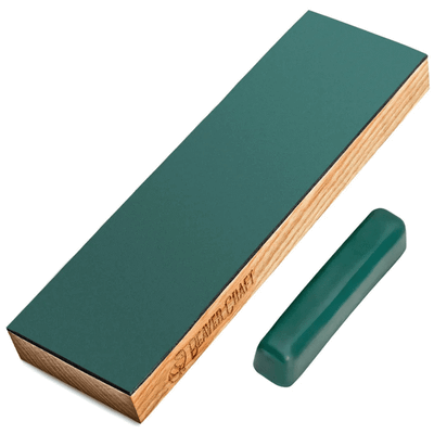 LS4P1 Beavercraft One-Side Leather Paddle Strop with Polishing Compound On and Extra P01