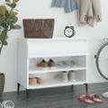 vidaXL Botník lesklý biely 70x36x60 cm spracované drevo