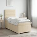 vidaXL Posteľ boxspring s matracom Krémová 90 x 200 cm Látka