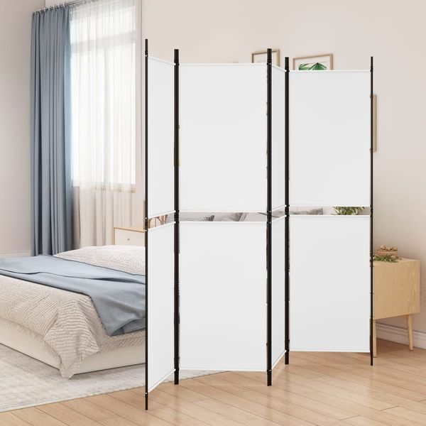 vidaXL 4-panelový paraván biely 200x180 cm látka