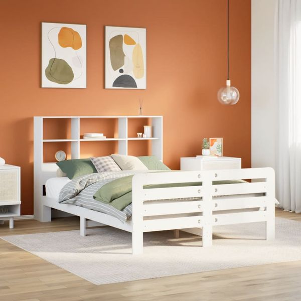 vidaXL Posteľ bez matraca biela 140x190 cm masívna borovica