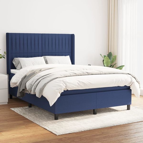 vidaXL Boxspring posteľ s matracom modrý 140x190 cm látka