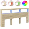 vidaXL Skrinka na čelo postele s LED dub sonoma 200x17x102 cm