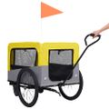 vidaXL Vozík pre domáce zvieratá na bicykel/beh 2-v-1, žlto sivý