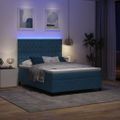 vidaXL LED box s pružinami s matracmi Tmavomodrá 140 x 200 cm Zamat