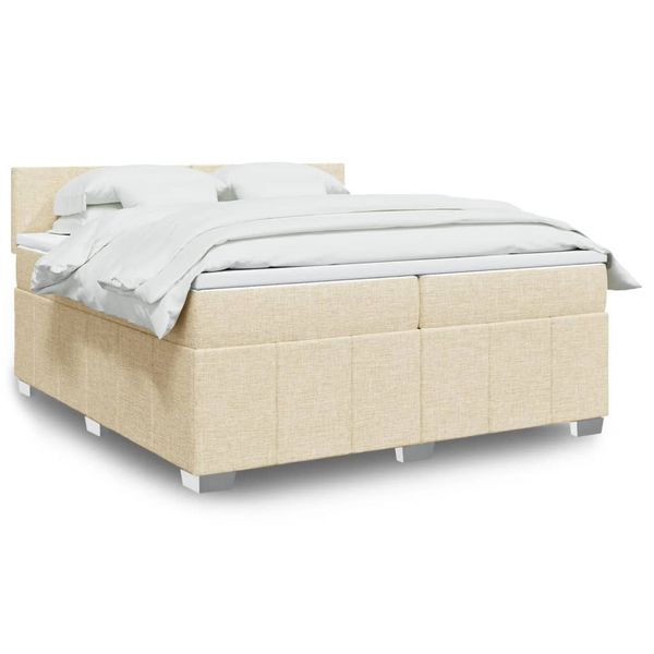 vidaXL Boxspring posteľ s matracom krémová 200x200 cm látka