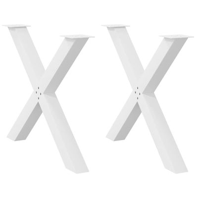 vidaXL Nohy k jedálenskému stolu v tvare X, 2 ks, biele, 90 x (72-73) cm, oceľové