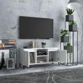 vidaXL TV stolík nohy z kovu lesklý biely 103,5x35x50 cm