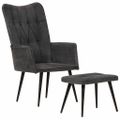 vidaXL Kreslo wingback s podnožkou čierne vintage plátno