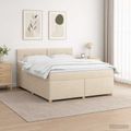 vidaXL Posteľ boxspring s matracom Krémová 140 x 200 cm Látka