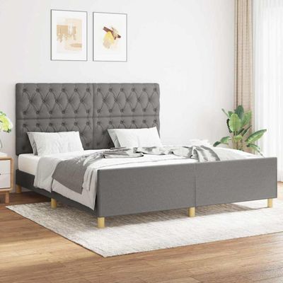 vidaXL Posteľ bez matraca tmavosivá 160x200 cm látka