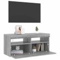 vidaXL TV skrinka s LED svetlami sivý dub sonoma 90x35x40 cm