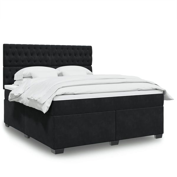 vidaXL Posteľný rám boxspring s matracom čierny 180x200 cm zamat