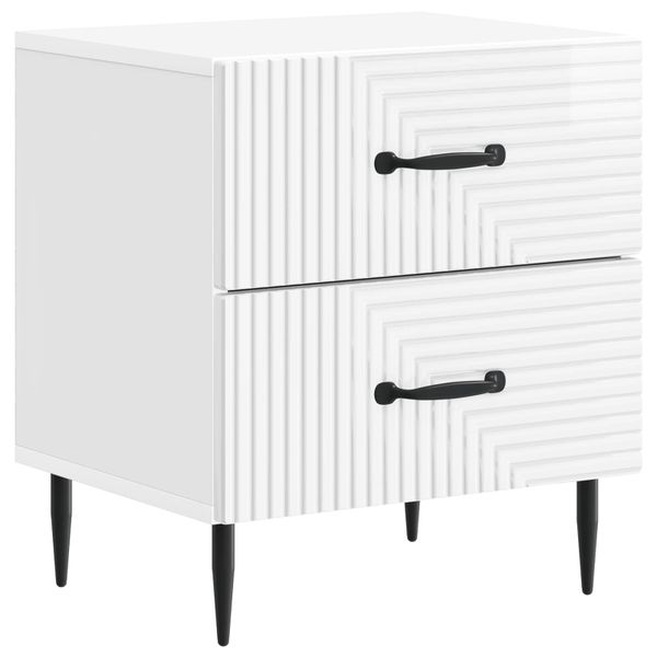vidaXL Nočný stolík Biela s vysokým leskom 43 x 34,5 x 47,5 cm