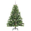 vidaXL Umelý vianočný stromček s 150 LED-i Zelená 150 cm PE a PVC