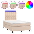 vidaXL Boxspring posteľ matrac a LED kapučínová 120x200 cm umelá koža