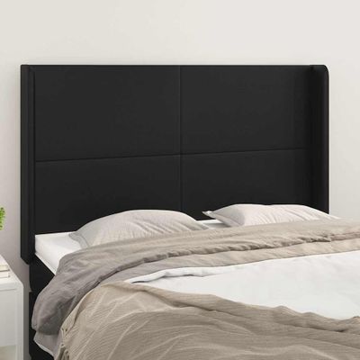 vidaXL Čelo postele so záhybmi čierne 147x16x118/128 cm umelá koža