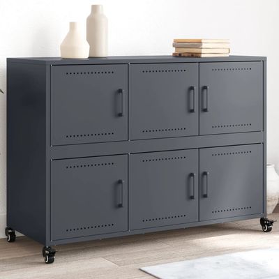 vidaXL Komoda antracitová 100,5x39x72 cm oceľ