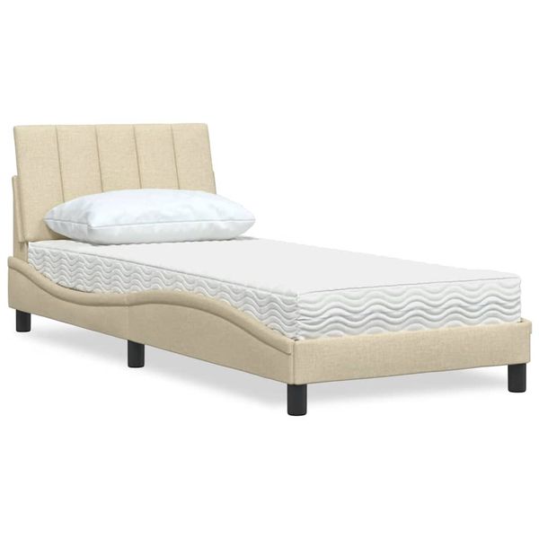 vidaXL Posteľ s matracom Hanko krémová 80x200 cm látka