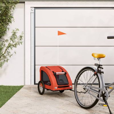 vidaXL Cyklovozík pre zvieratá, oranžový, oxfordská látka, železo