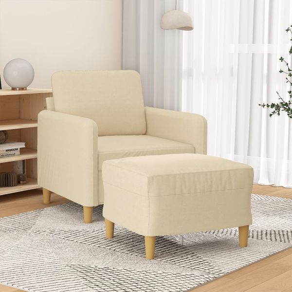 vidaXL Kreslo s podnožkou krémové 60 cm látkové