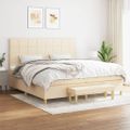 vidaXL Boxspring posteľ s matracom krémová 200x200 cm látka