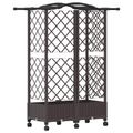 vidaXL Vyvýšený záhon s mriežkou a strechou Hnedá 124 x 40 x 129 cm PP