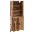 vidaXL Highboard Staré drevo 69,5 x 32,5 x 180 cm Kompozitné drevo