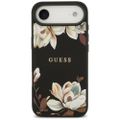 Puzdro Guess Grained Flowers Classic Logo MagSafe pre iPhone Air čierne