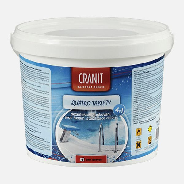 Multifunkčné tablety na chlórovú dezinfekciu bazénovej vody CRANIT Quatro 4v1 2,4 kg