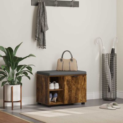 vidaXL Predsieňová lavica s vankúšom Údený Dub 60 x 38 x 46 cm